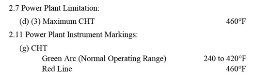 Extract of POH Powerplant Limitations