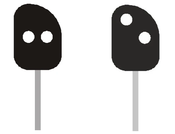 Til venstre: Forbikørsel forbudt. Til højre: Signalet annulleret.