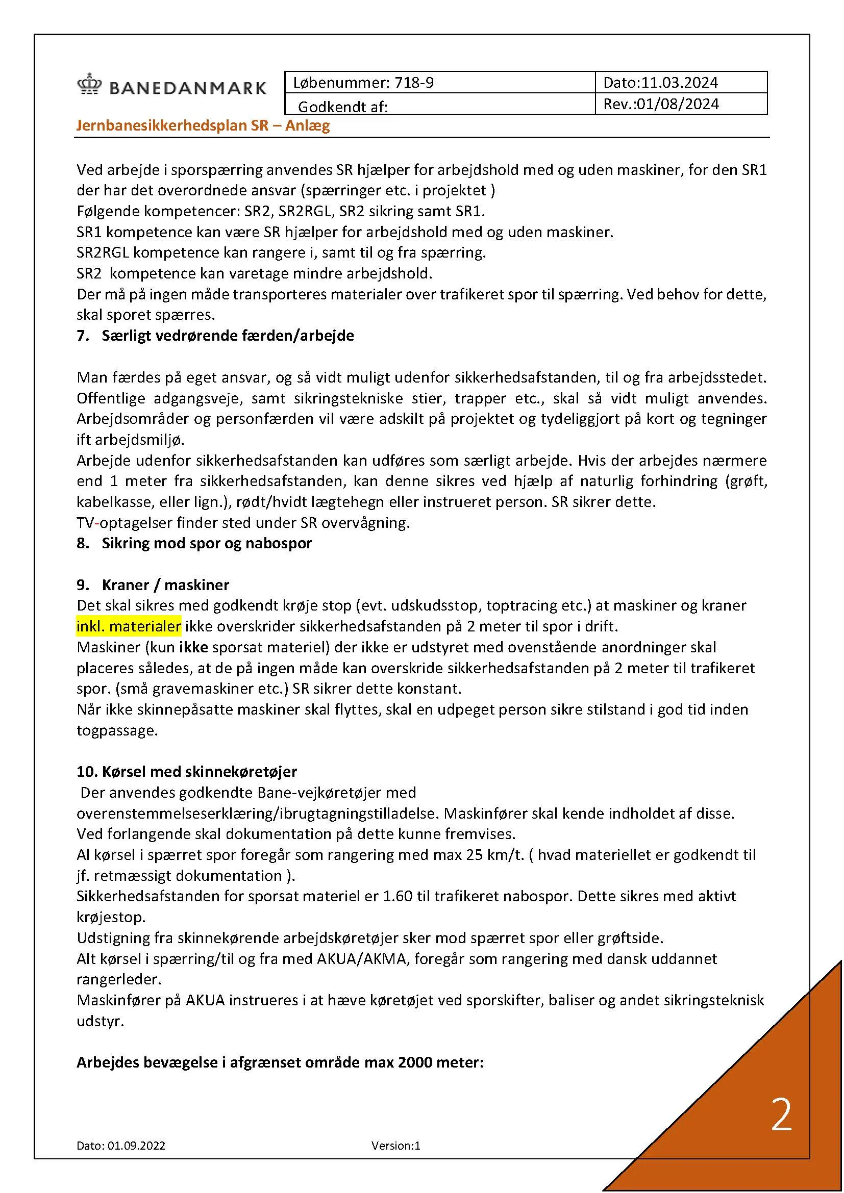 Jernbanesikkerhedsplan 718-9 